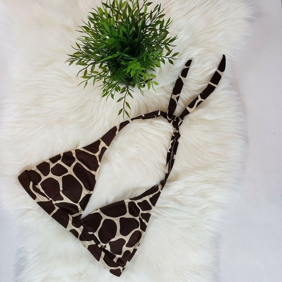 ISSAC MIZRAHI Animal Girafee Print Bra Top Size L - Picture 7 of 7